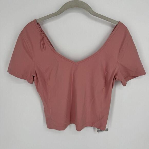 Lululemon Shirt Women’s 8 pink align tee crop workout running preppy summer - Picture 2 of 6